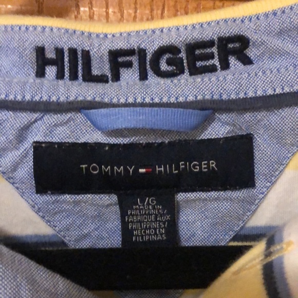 Tommy Hilfigure, butter yellow striped polo - Picture 2 of 5